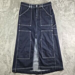 Pilcro Anthropology Maxi Jeans Skirt 16W Blue Denim Carpenter Utility Pocket